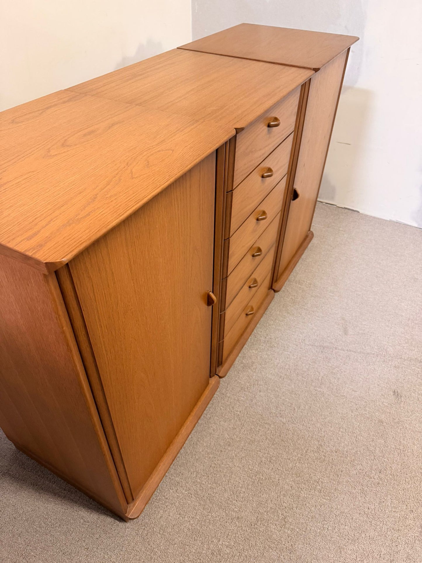 3 tlg. Mid Century Eiche Kommode Sideboard Schweizer Produkt