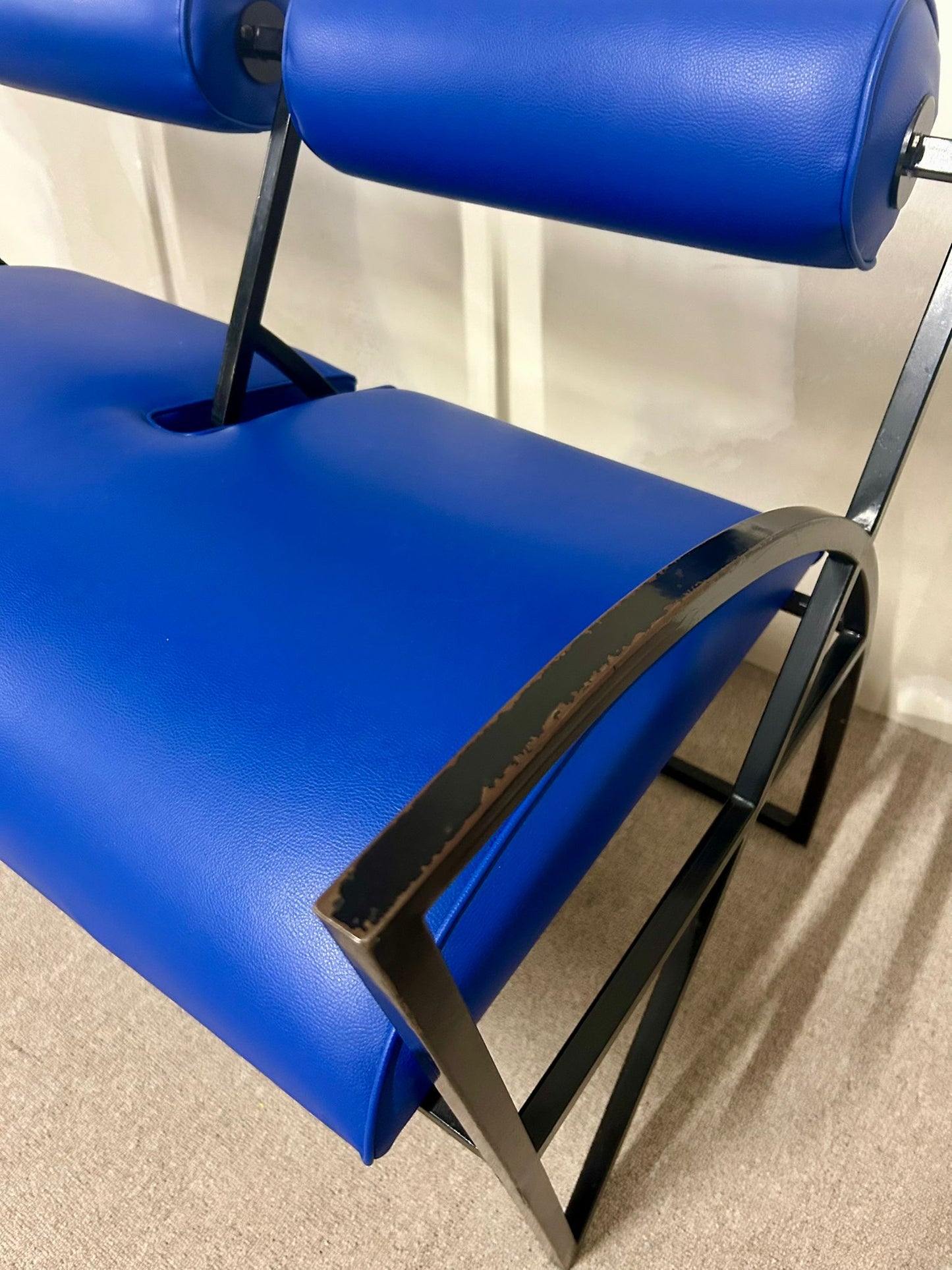 Blaue Designer Couch, Sofa, Bank 2-plätzig, Metallgestell