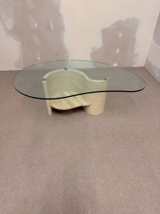 Travertin Couchtisch mit Glasplatte Coffee Table