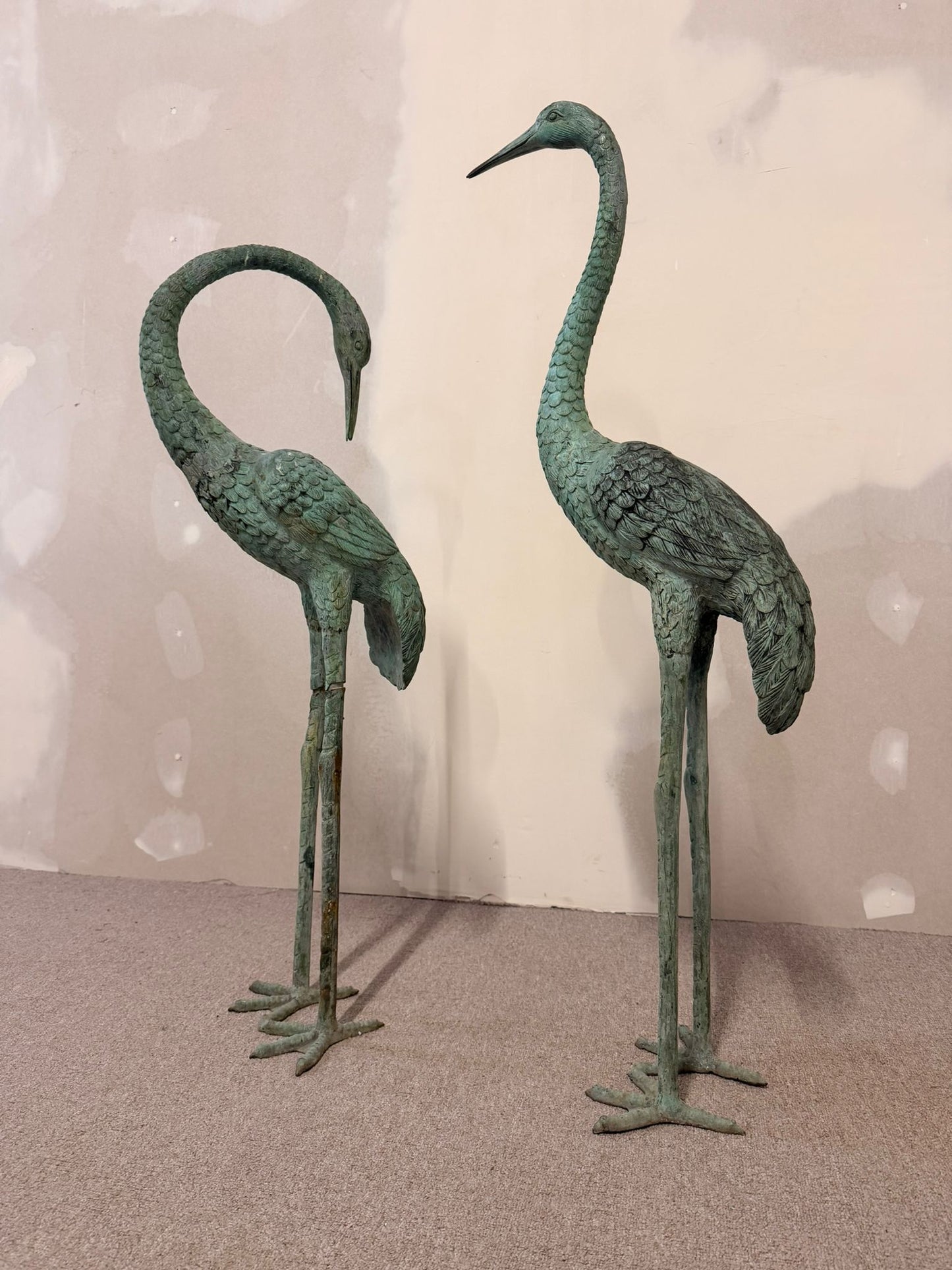 2 Reiher/ Kraniche aus Bronze, aus Italien 60er Jahre