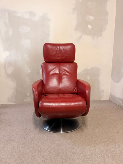 Roter Jori Relaxsessel mit Liegefunktion aus Leder