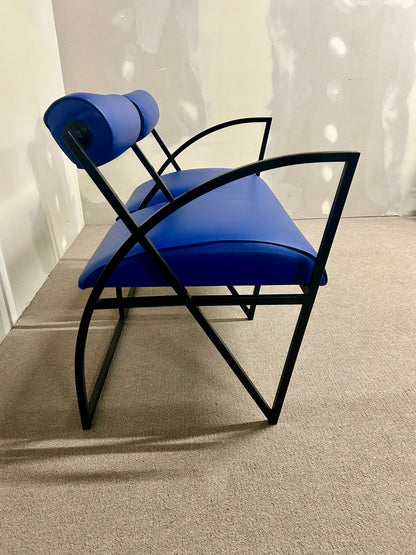 Blaue Designer Couch, Sofa, Bank 2-plätzig, Metallgestell