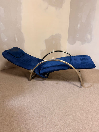 Blaue skandinavische verstellbare Relaxliege Sessel von 1980