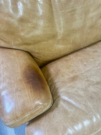 Vintage Roche Bobois Ledersofa in Cognacfarbe 70er 2 Sitzer