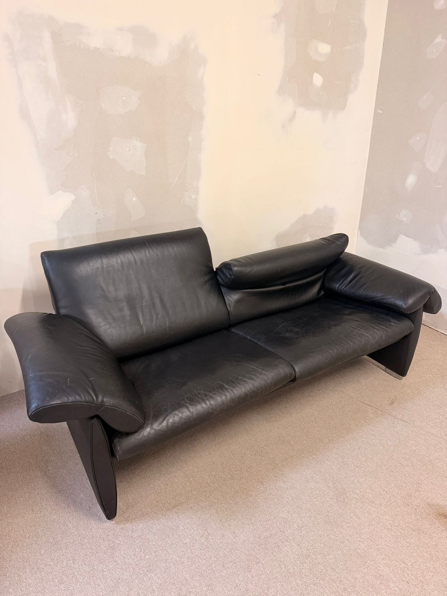 Schwarzes De Sede DS 10 Ledersofa in Schwarz