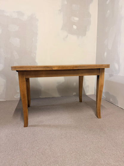 Vintage massivholz Esstisch, 2 Ausziehplatten integriert