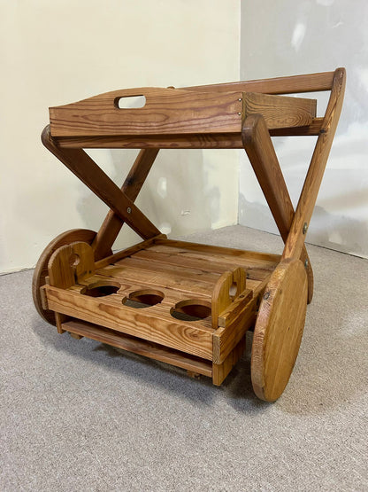 Retro Servierwagen aus Holz zusammenklappbar