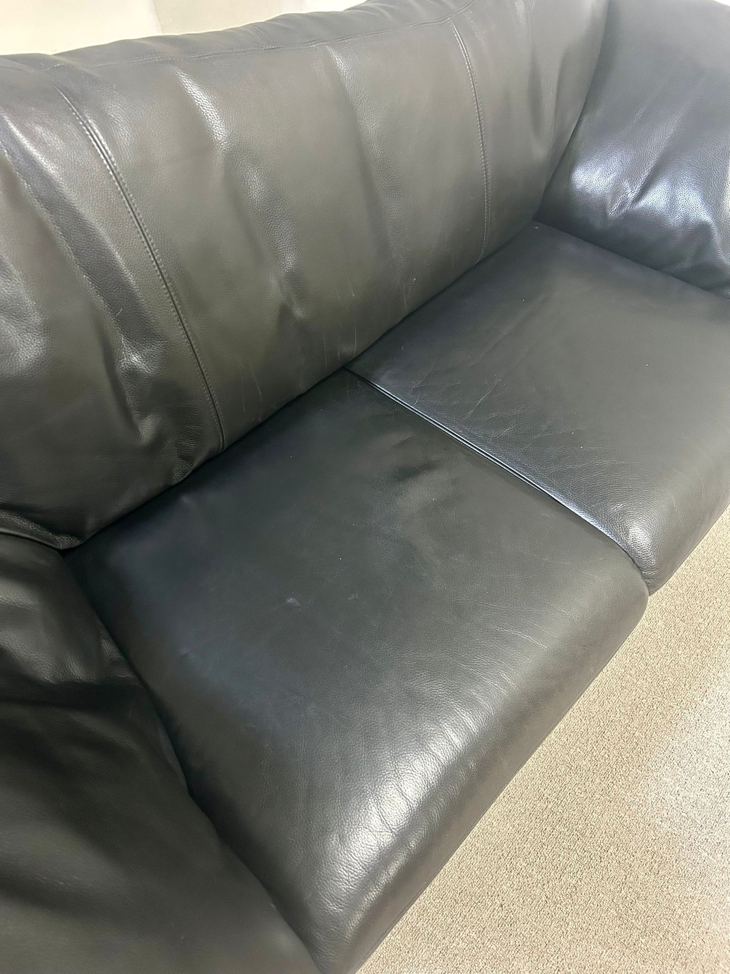 Brühl Prelude Designer Leder Sofa 3-sitzer Echtleder schwarz