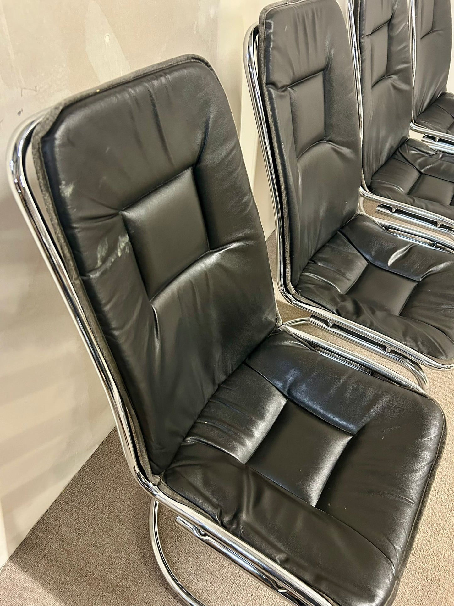 Freischwinger Stühle Gastone Rinaldi Rima Italia Leder