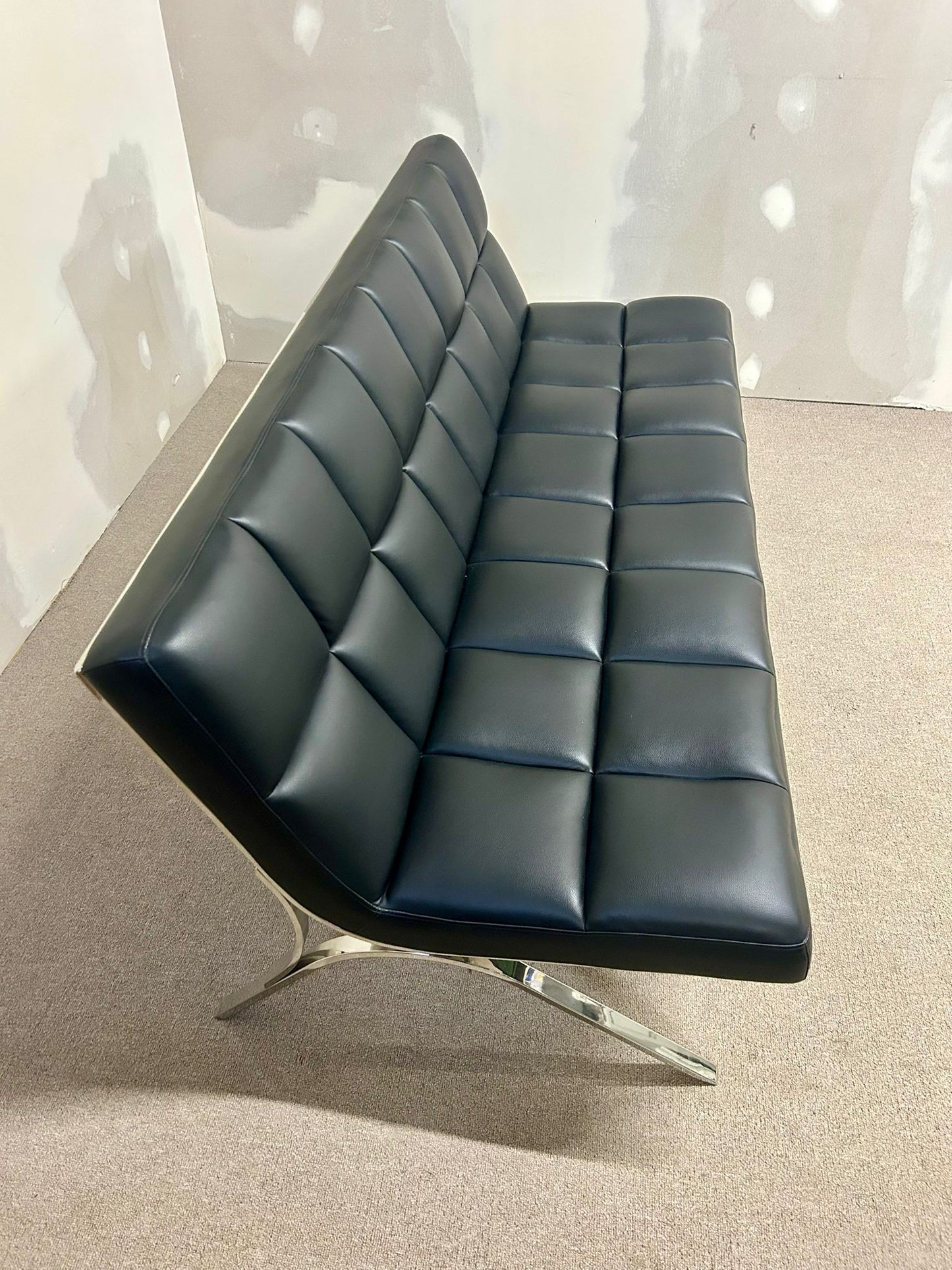 Designer Sofa , Sitzbank, Loungesofa, schwarz, Chromgestell