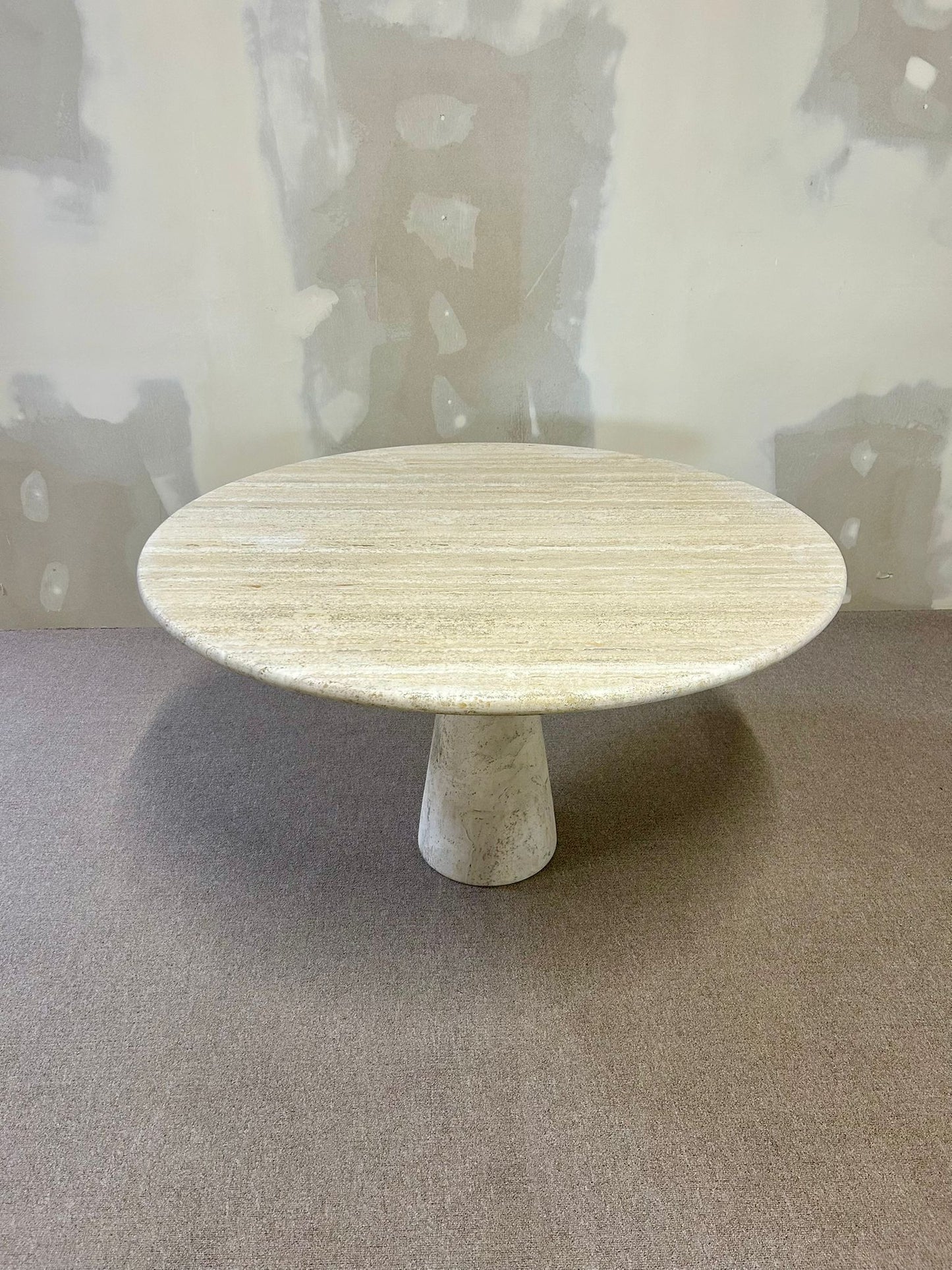 Runder Designer Travertin Esstisch Vintage 2-teilig