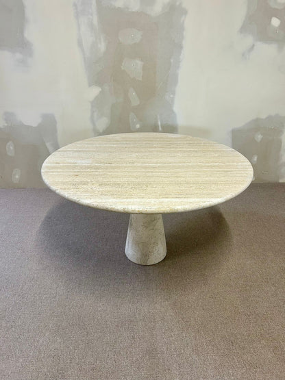 Runder Designer Travertin Esstisch Vintage 2-teilig