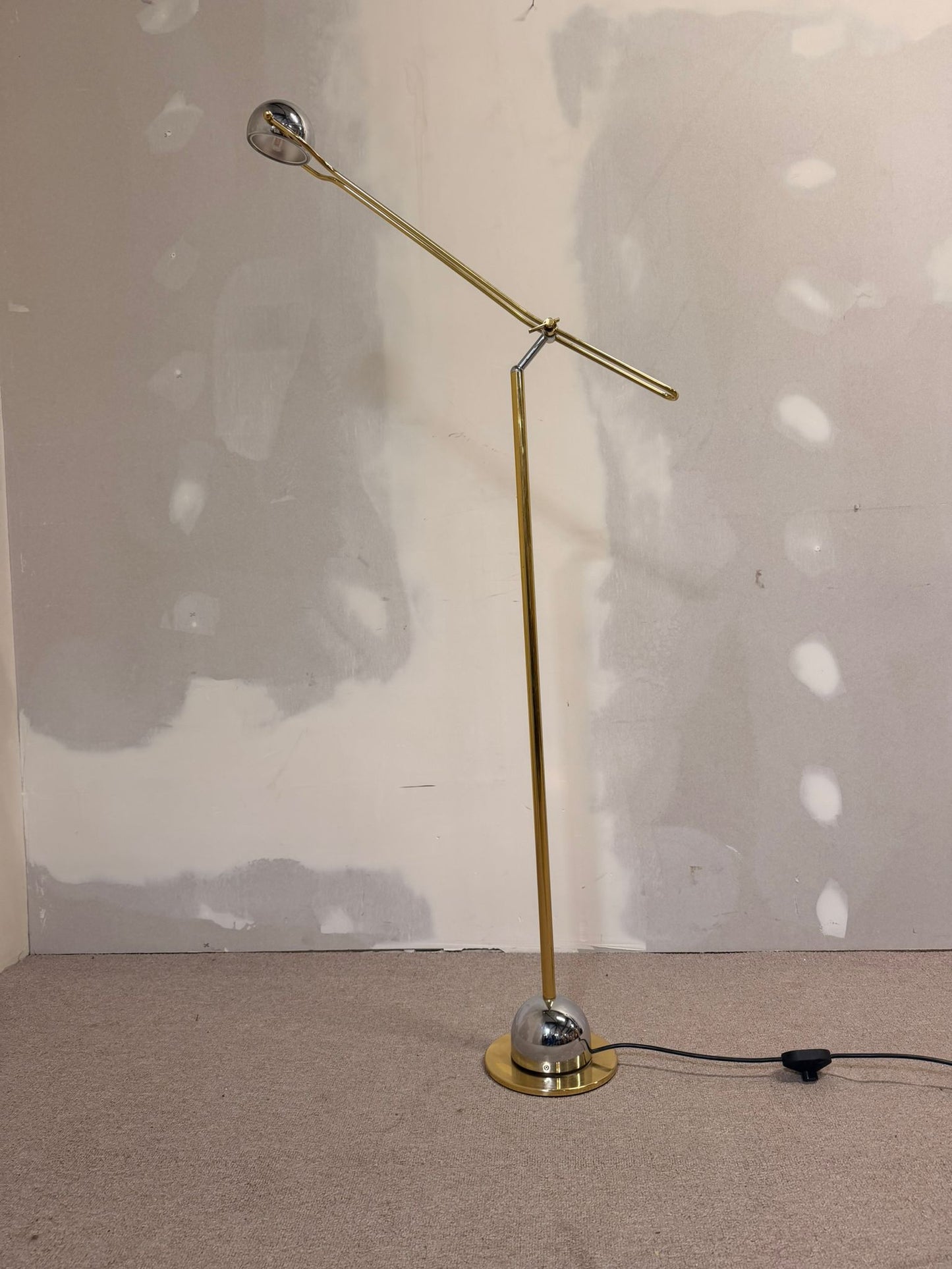 Stylische vintage Stehlampe, Gold/Chrome aus Messing