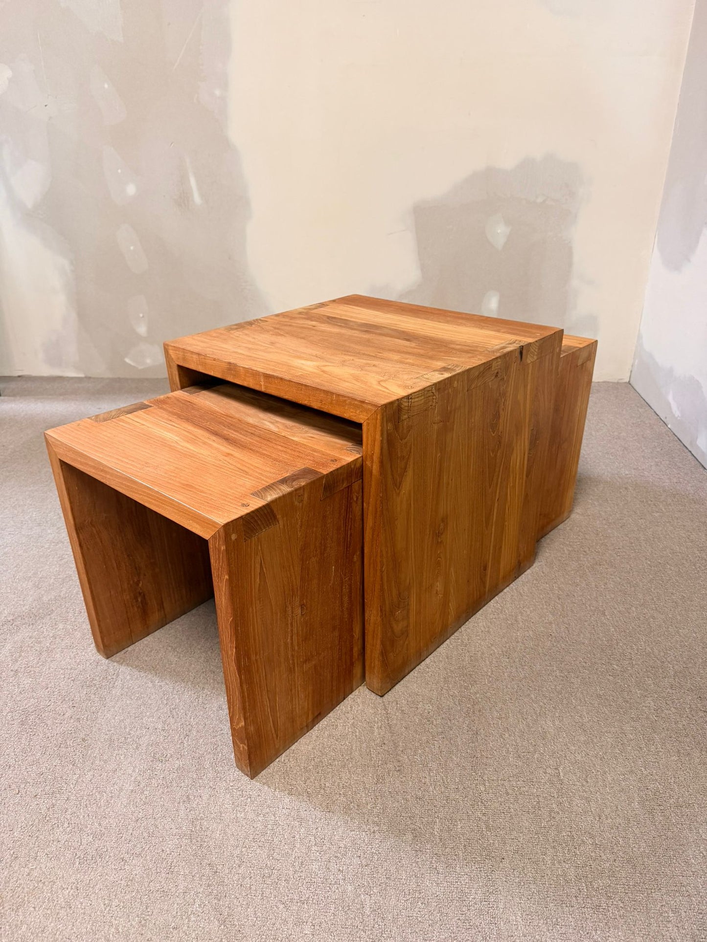 3er Set Massivholz Satztische Beistelltische