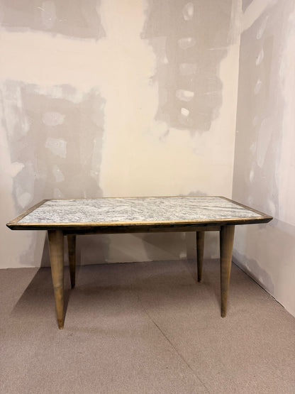 Vintage Esstisch aus Holz mit Granitplatte 60`s Design Tisch