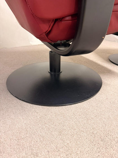 Roter Sessel mit Hocker aus Leder Loungesessel Relaxsessel