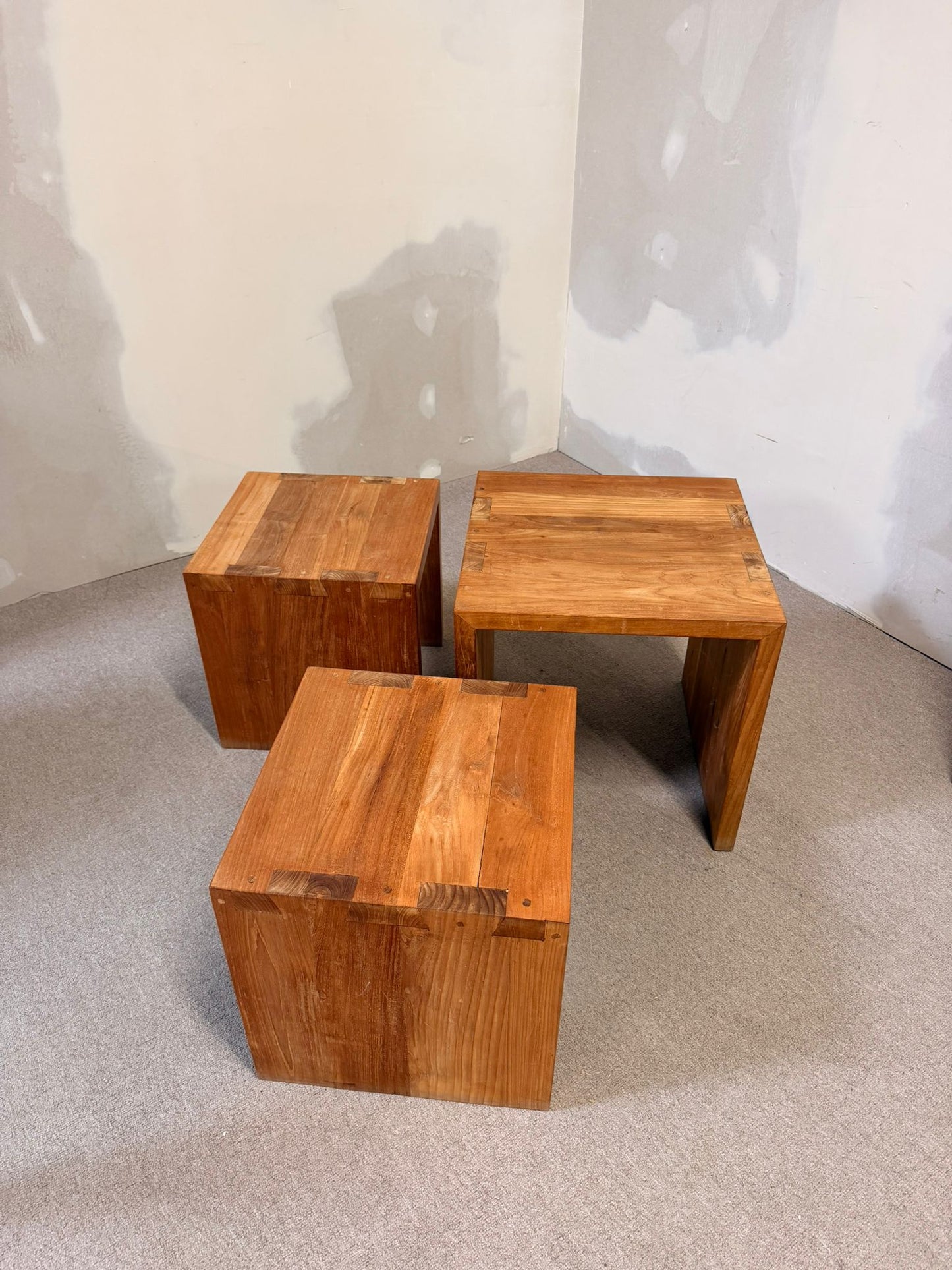 3er Set Massivholz Satztische Beistelltische