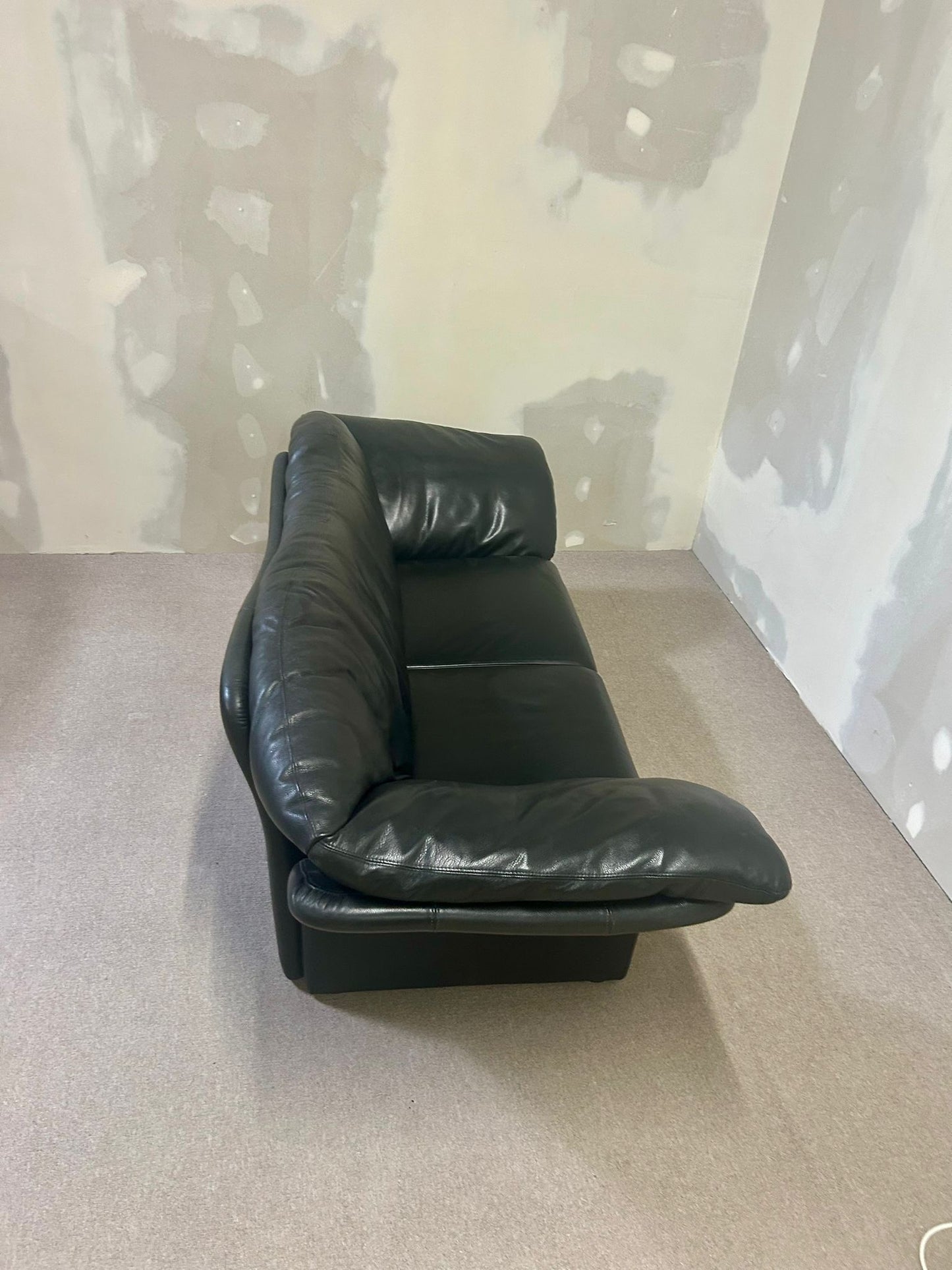 Brühl Prelude Designer Leder Sofa 3-sitzer Echtleder schwarz