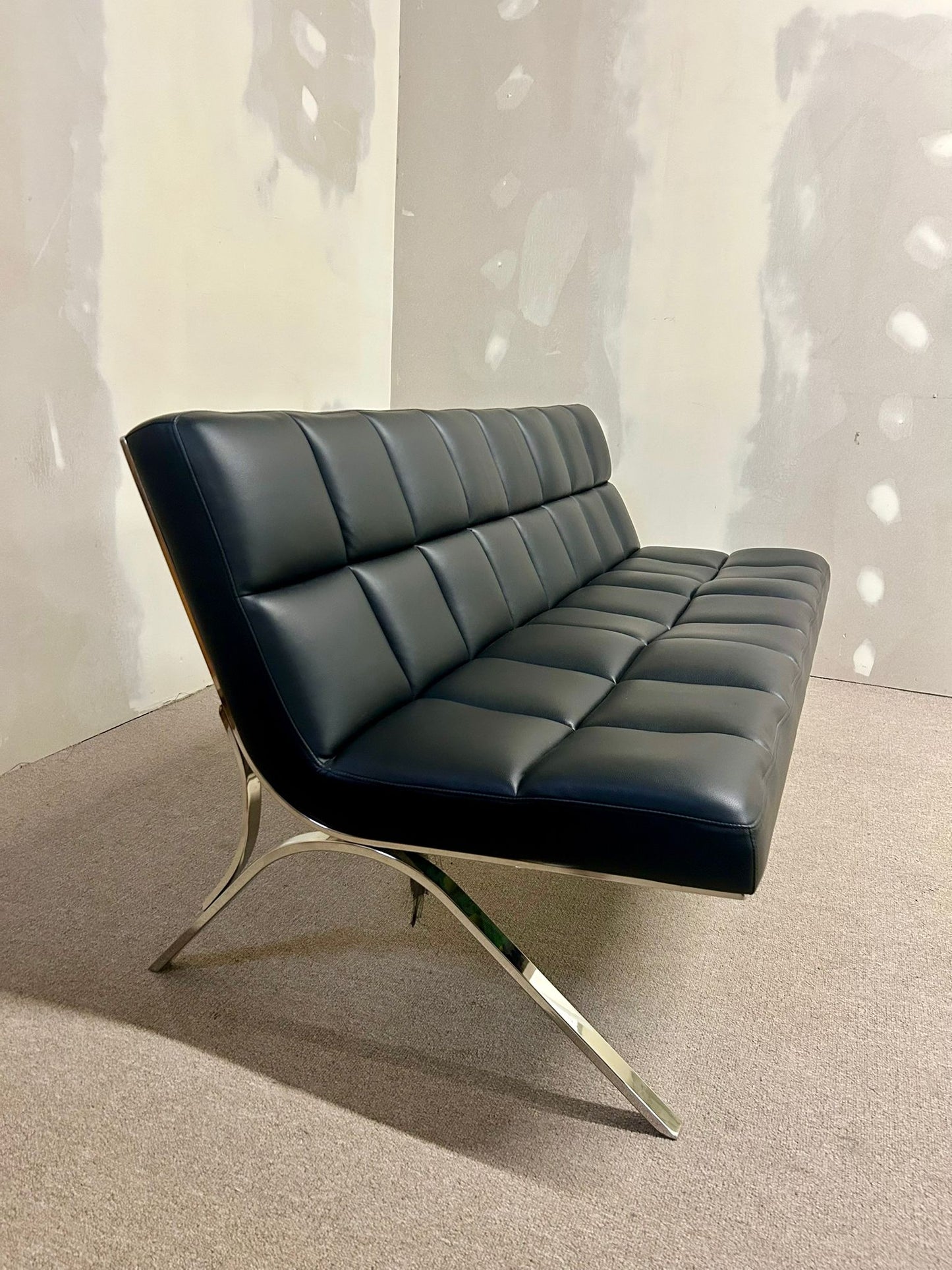 Designer Sofa , Sitzbank, Loungesofa, schwarz, Chromgestell