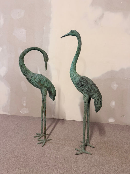 2 Reiher/ Kraniche aus Bronze, aus Italien 60er Jahre
