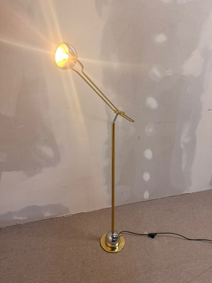 Stylische vintage Stehlampe, Gold/Chrome aus Messing