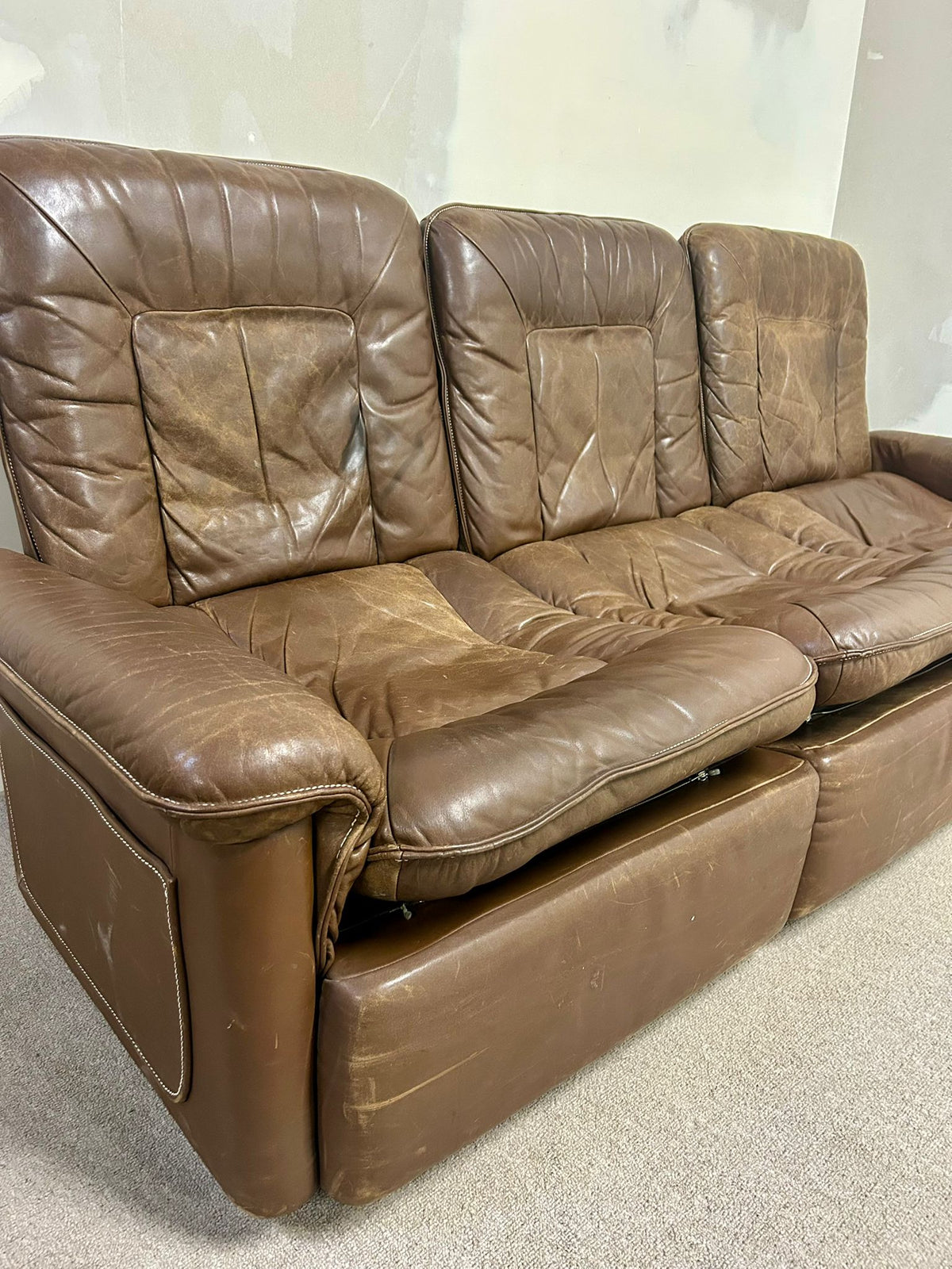 Vintage De Sede Ledersofa aus der Serie DS-66, 3er Sofa