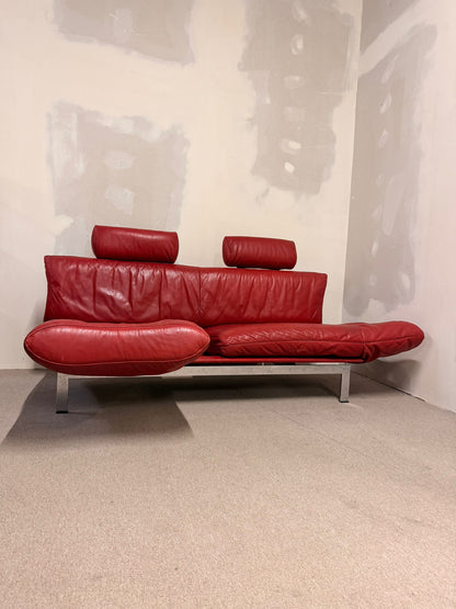 Rotes De Sede DS-140 Zweisitzer Sofa aus Leder
