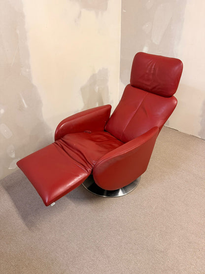 Roter Jori Relaxsessel mit Liegefunktion aus Leder