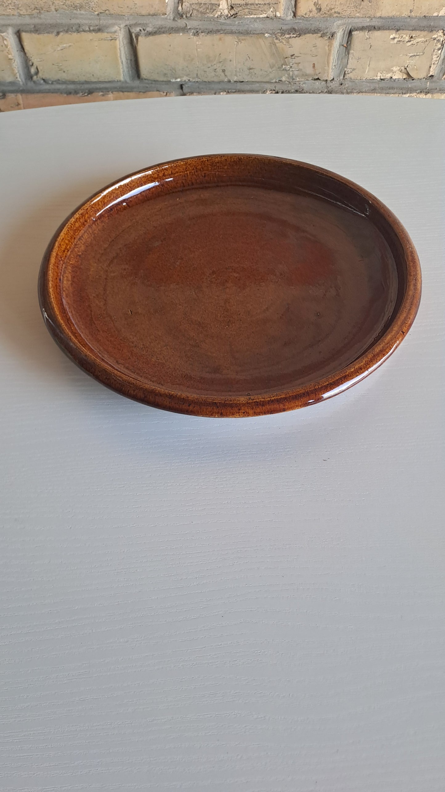 Vintage Studiokeramik Servierteller Braun handgefertigt