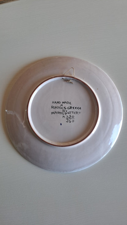 Vintage Ikaros Pottery Rhodes handbemalter Keramikteller