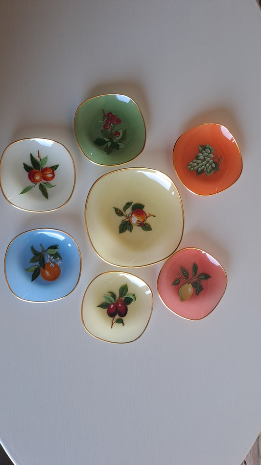 Vintage Obst Teller Schalen Set 7-teilig 50er/60er Jahre
