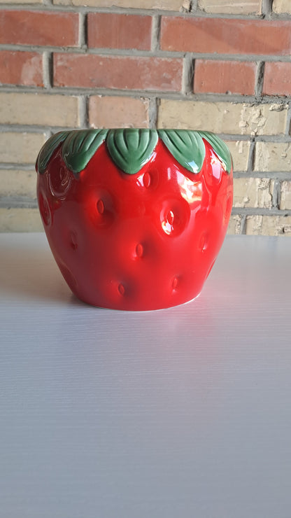 Dekorative Erdbeer Vase & Übertopf aus Keramik