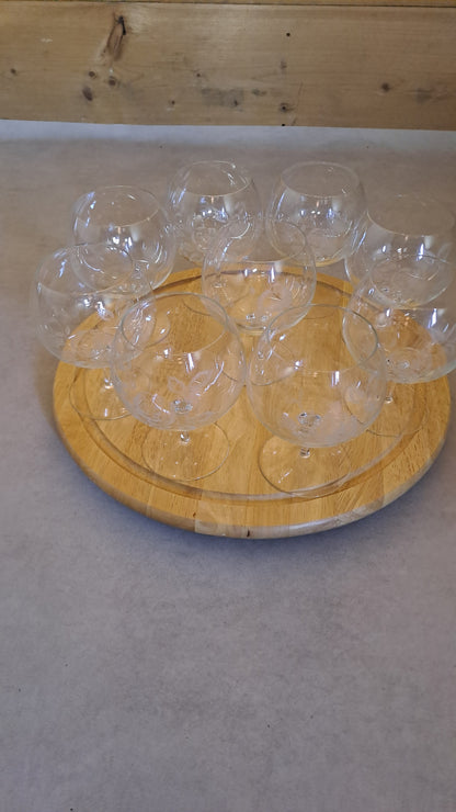 9er Set Vintage XXL Cognacgläser Rosendekor handgeschliffen