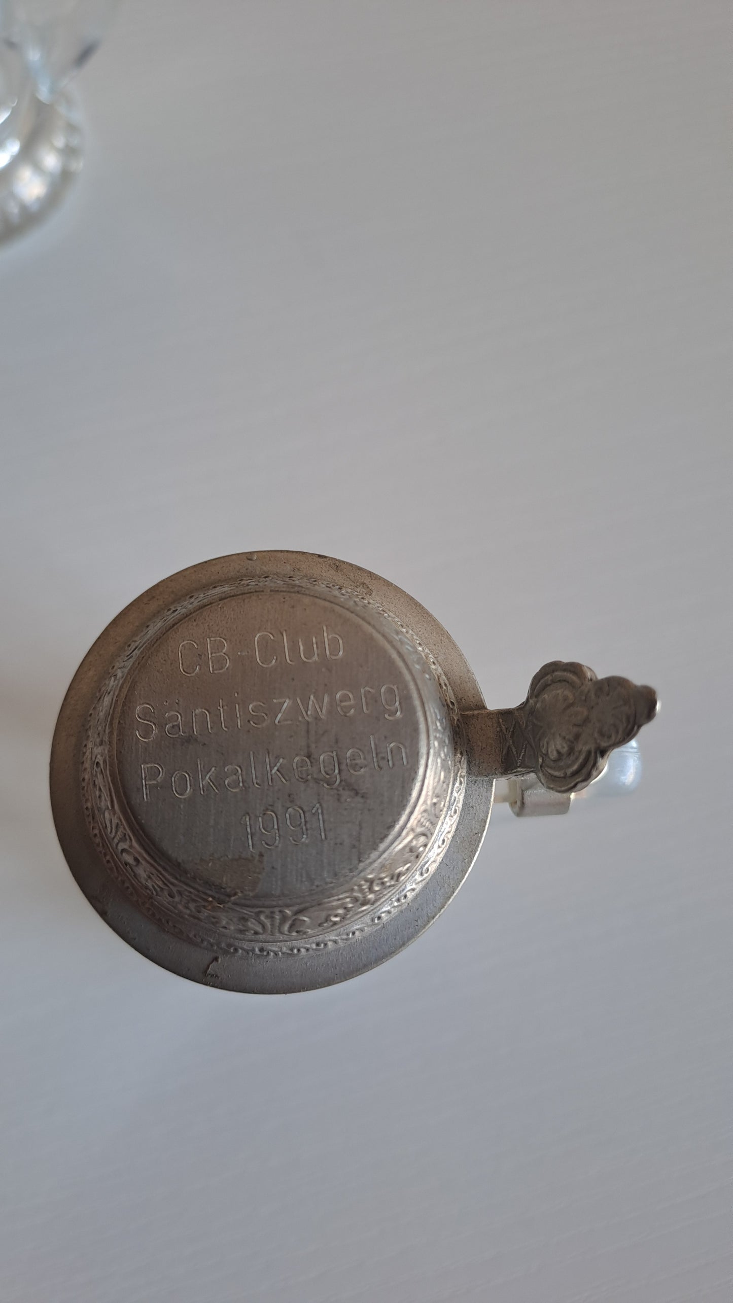 2er Set Vintage Mini Bierkrüge Glas mit Zinndeckel