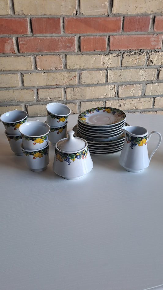 Porzellan Kaffee Service Obstdekor 21-teilig