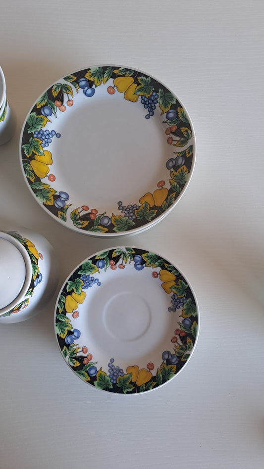 Porzellan Kaffee Service Obstdekor 21-teilig