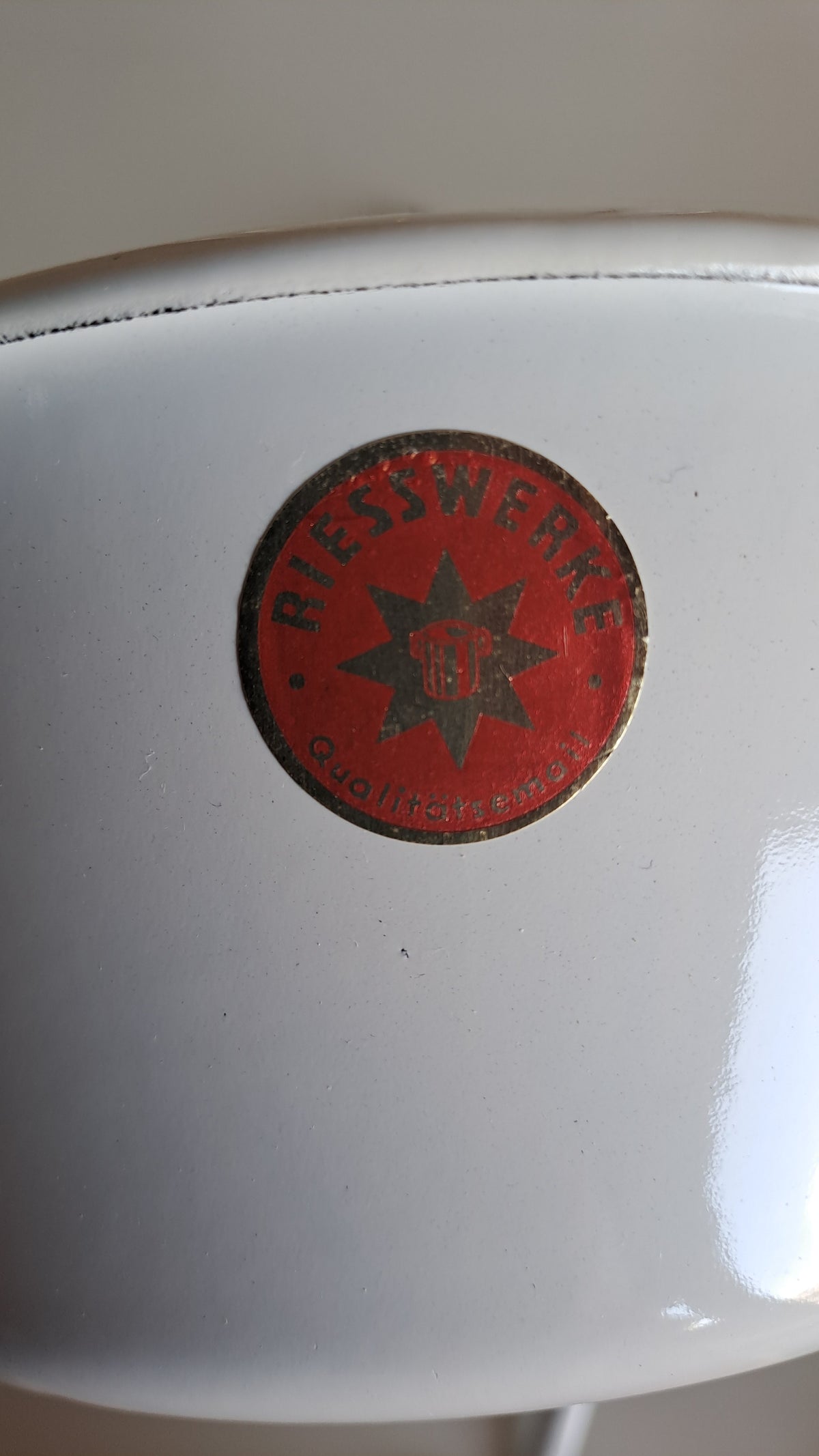 Vintage Riesswerke Emaille Küchenset mit Wandhalter