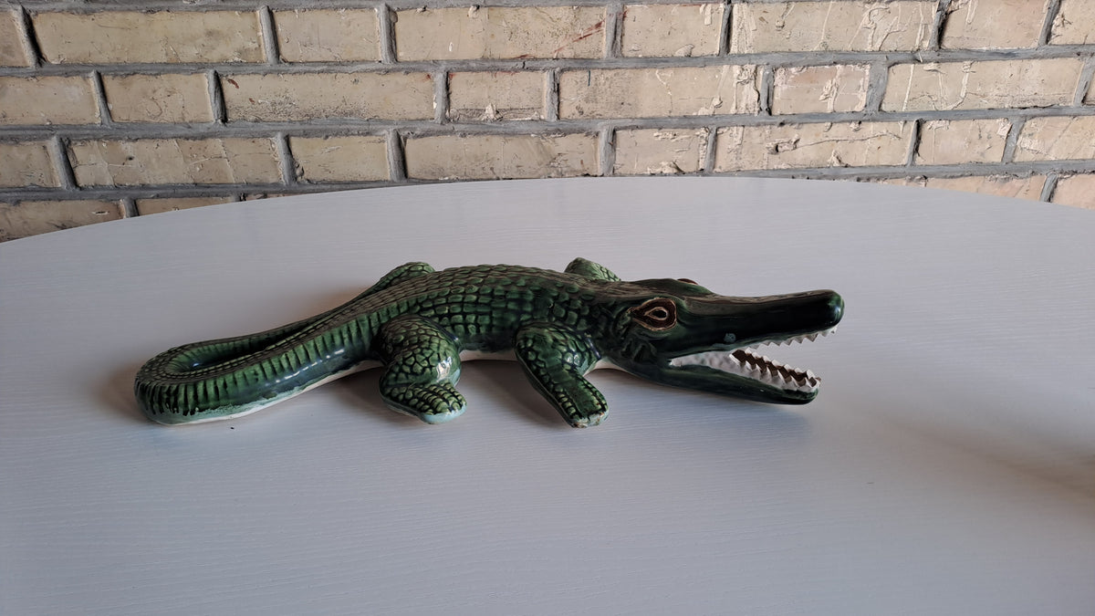 Vintage Handmade Wanddeko Krokodil Alligator aus Keramik