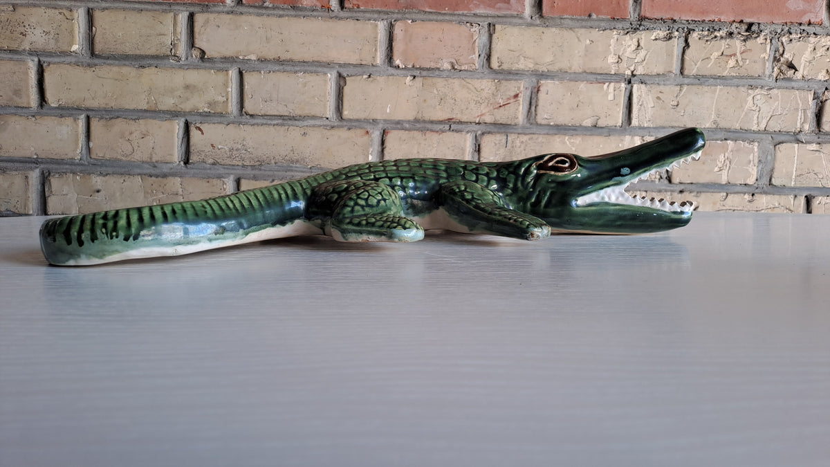 Vintage Handmade Wanddeko Krokodil Alligator aus Keramik