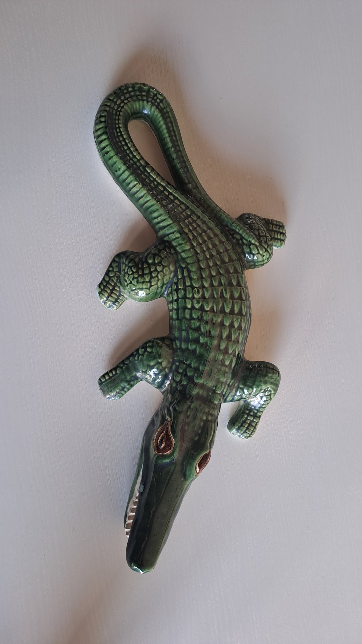 Vintage Handmade Wanddeko Krokodil Alligator aus Keramik