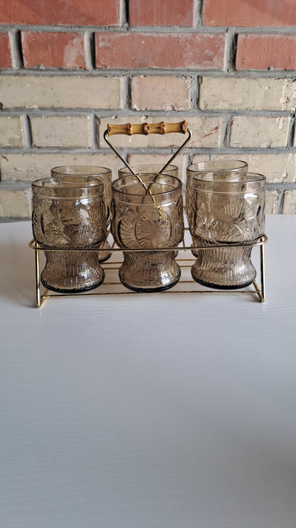 6er Vintage Gläserset mit Servierständer von Fidenza Italy