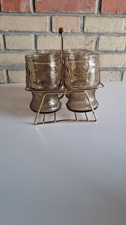 6er Vintage Gläserset mit Servierständer von Fidenza Italy