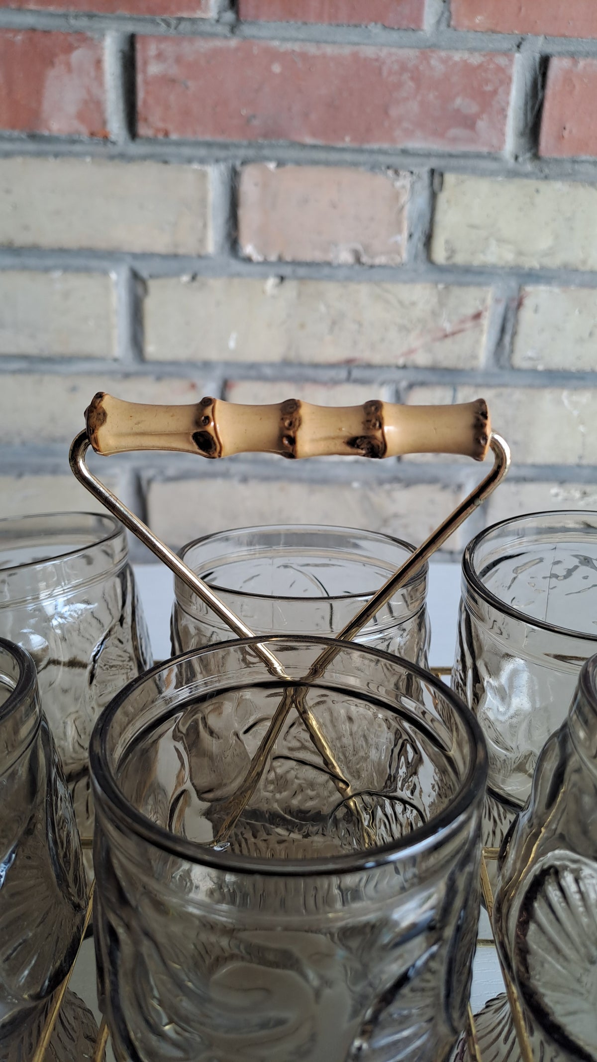 6er Vintage Gläserset mit Servierständer von Fidenza Italy