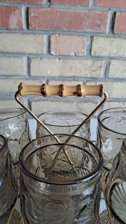 6er Vintage Gläserset mit Servierständer von Fidenza Italy
