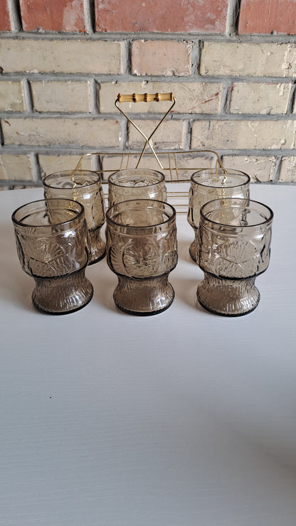 6er Vintage Gläserset mit Servierständer von Fidenza Italy