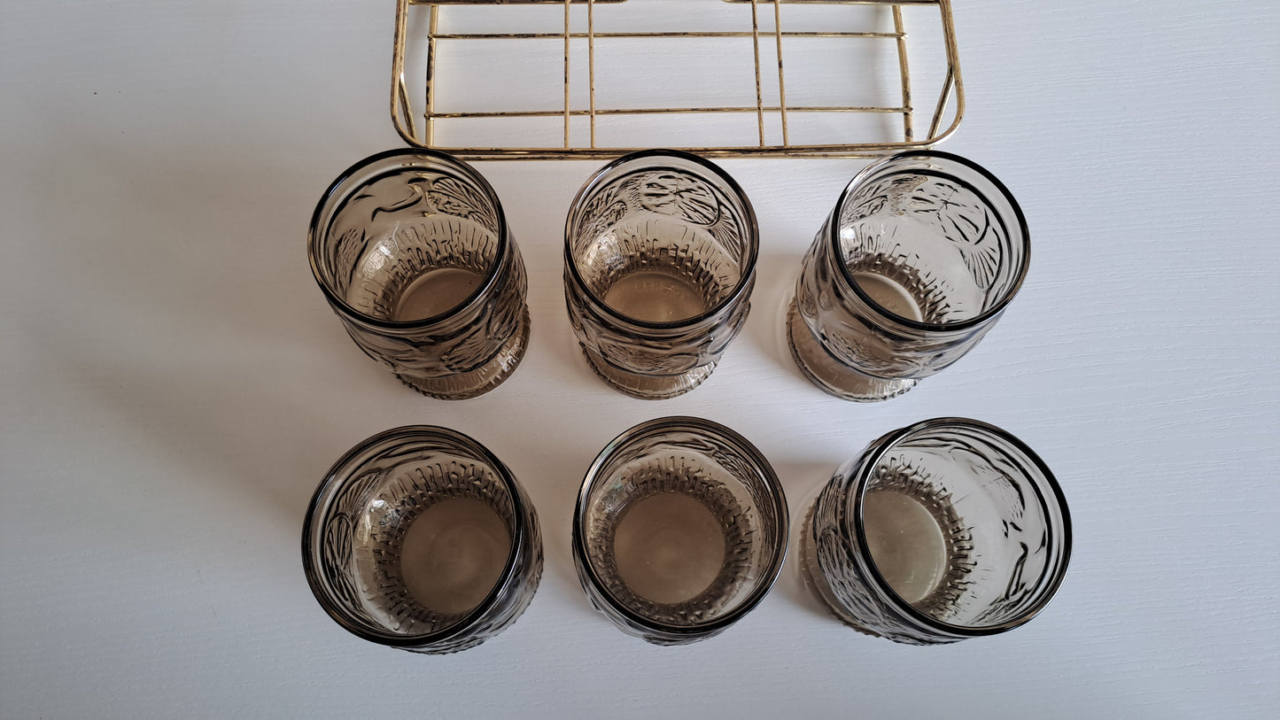 6er Vintage Gläserset mit Servierständer von Fidenza Italy