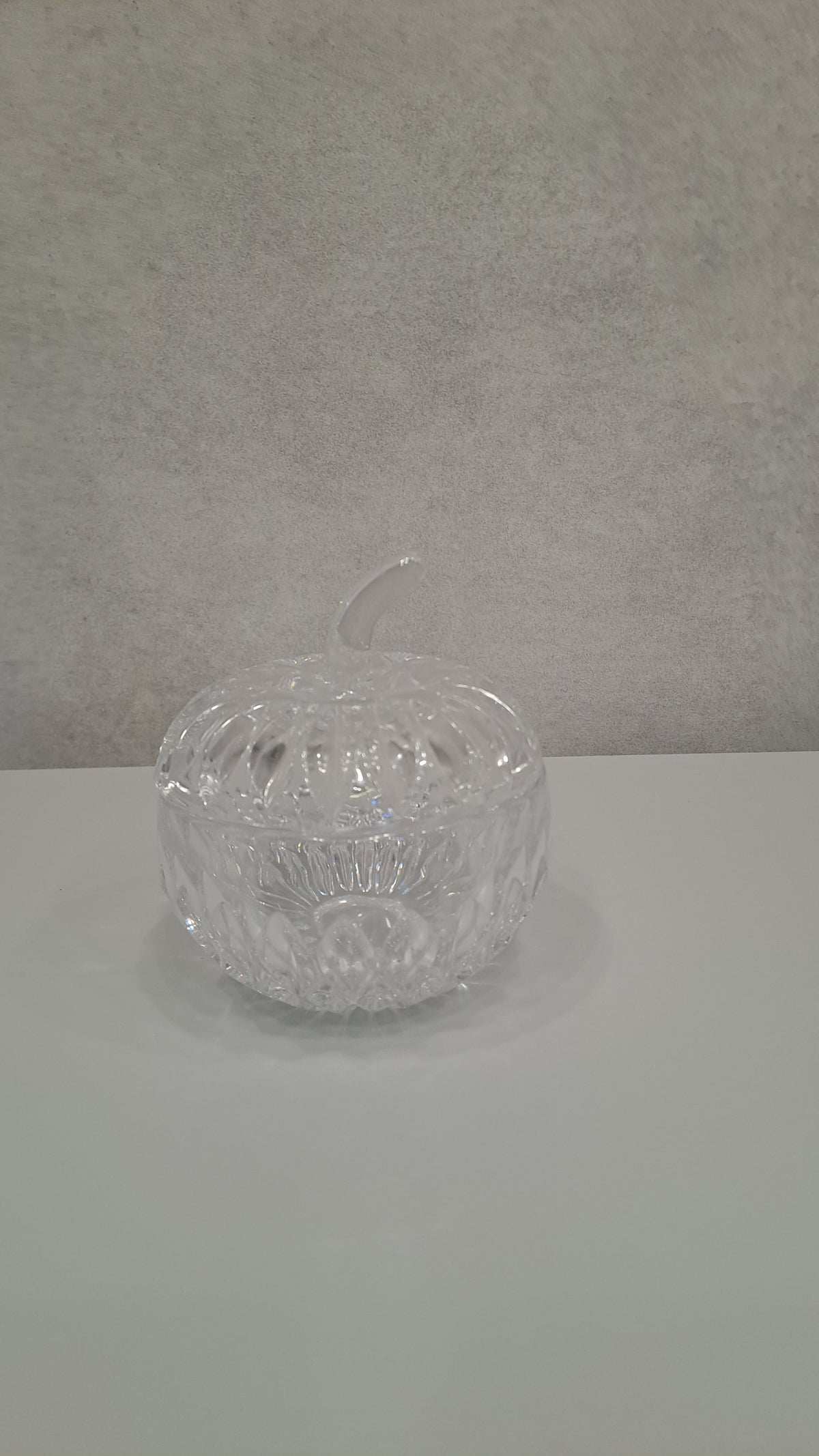 Vintage Kristall-Zuckerdose / Bonboniere in Apfel-Kürbisform
