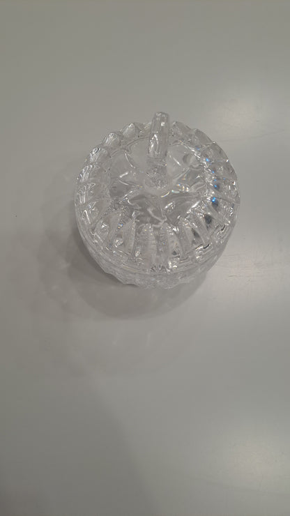 Vintage Kristall-Zuckerdose / Bonboniere in Apfel-Kürbisform