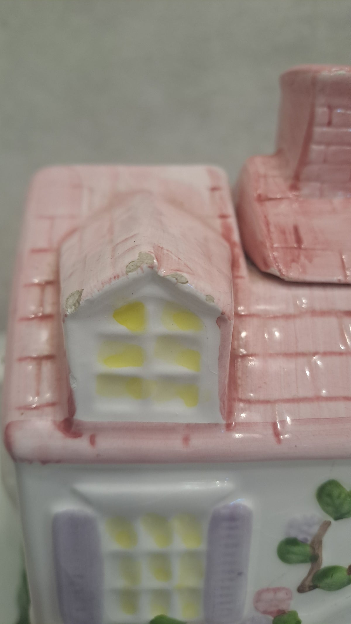 Vintage Cottage Teekanne Haus Rosa Handbemalt Keramik