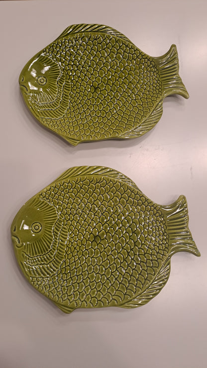 2 Vintage-Fischteller aus den 1970er Jahren Made in Italy
